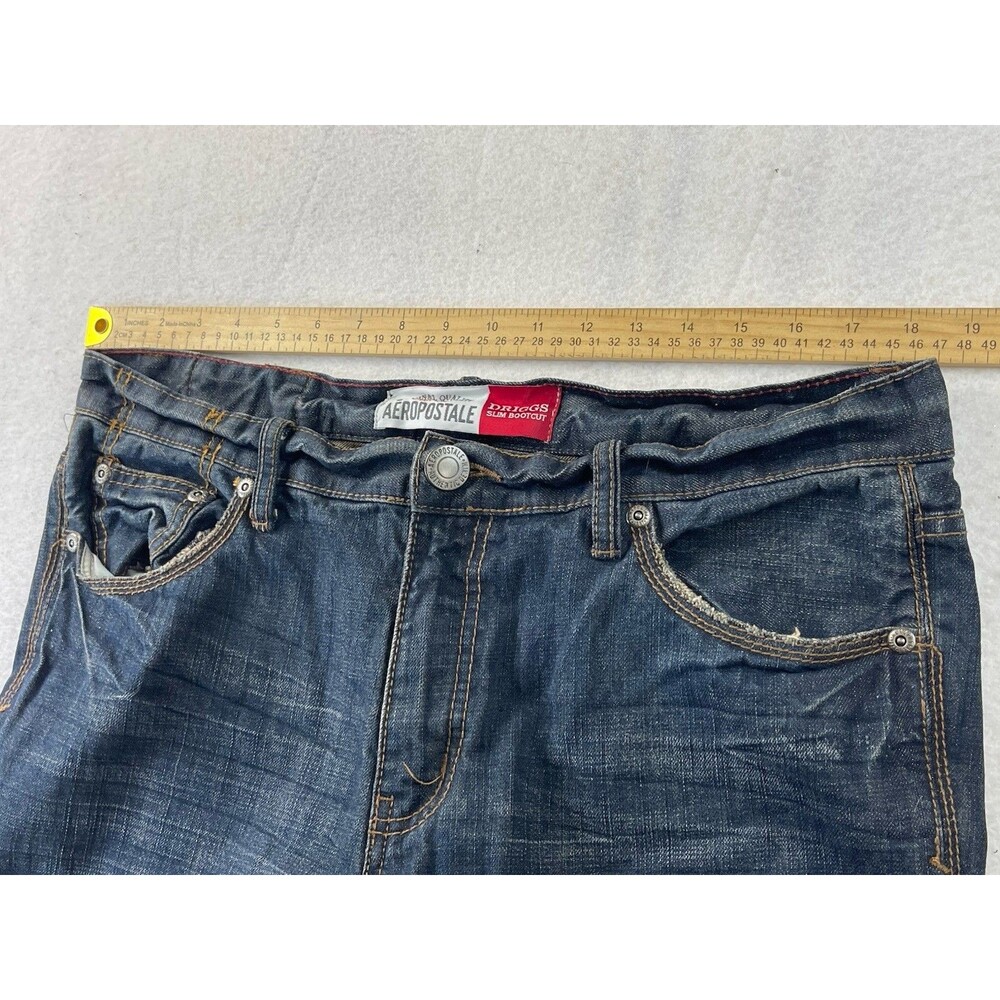 Aeropostale Jeans Men’s 34x34 Dark Blue Driggs Slim Bootcut Denim - Picture 3 of 11